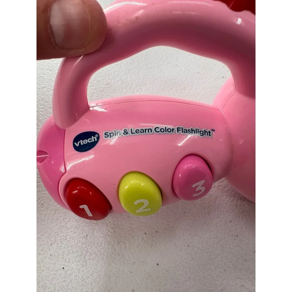 VTech Spin and Learn Color Flashlight Pink Toddler Toy Musical Stuffed Animal